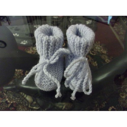 Chaussons En Laine Pour Bébé, En Bleu Ciel.