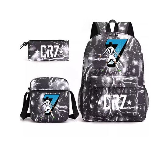3Pcs CR7 45cm(17.7 Pouce) Sac à Dos Sacs à bandoulière Sac à crayons Grande Taille Imperméable pour College Voyage Garcon ado