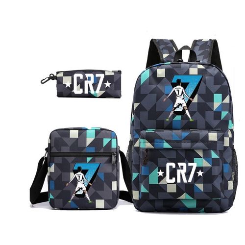 3Pcs CR7 45cm(17.7 Pouce) Sac à Dos Sacs à bandoulière Sac à crayons Grande Taille Imperméable pour College Voyage Garcon ado Model 17