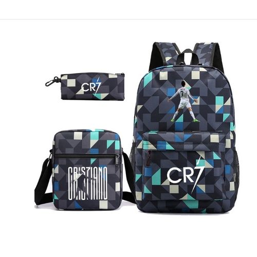 3Pcs CR7 45cm(17.7 Pouce) Sac à Dos Sacs à bandoulière Sac à crayons Grande Taille Imperméable pour College Voyage Garcon ado Model 18