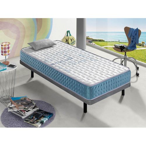 Matelas 105x190 Bordeaux Épaisseur 20 Cm - Ressorts Ensachés - Mémoire De Forme Sur 2 Faces