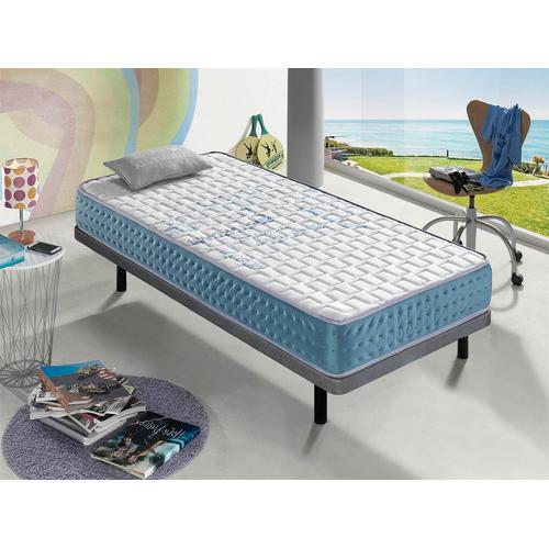 Matelas 80x160 Bordeaux Épaisseur 20 Cm - Ressorts Ensachés - Mémoire De Forme Sur 2 Faces