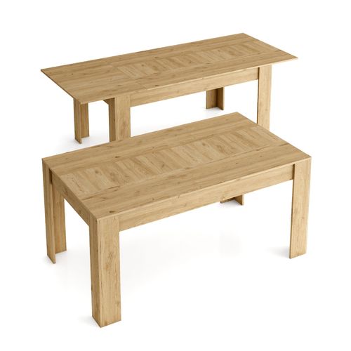 Skraut Home - Table De Salle A Manger De 140cm Extensible 200cm, Couleur Naturale Mat, Mesures: 90.4 Largeur X 140.4/200.4 Longueur 76.1 Hauteur