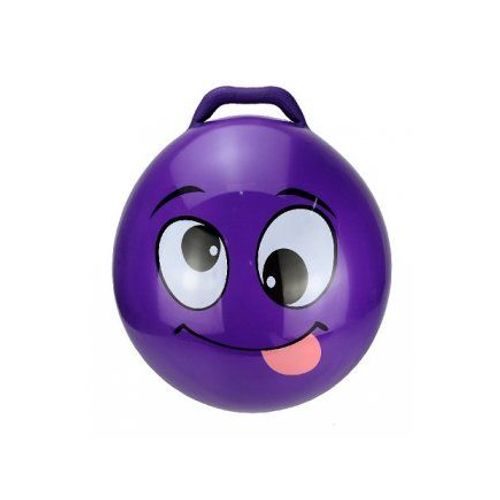 Ballon Sauteur Violet Xl 55 Cm Visage Qui Tire La Langue - Balle Gonflable Avec Poignee - Jouet D'interieur, Gym - Enfant 50 Kg Max