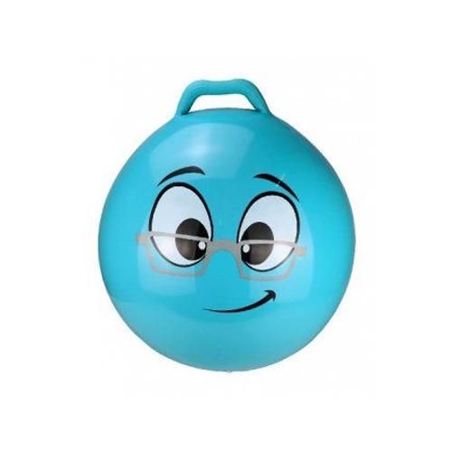 Gros Ballon Sauteur Jumpy Boing 55 Cm Emoticone Intello - Poignee, Pvc Souple Bleu - Gym Enfant 4 Ans+ 50 Kg Max - Jeu Pour Sauter, Rebondir