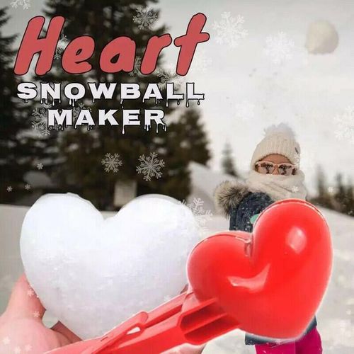 Dereine Lot de 2 Pinces à Boules de Neige en Forme de cœur,Fabricant de Boules de Neige,Coeur Clip Boule de Neige pour Enfants et garçons 