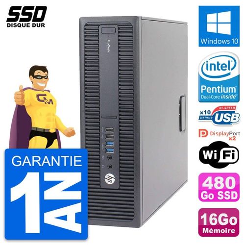PC HP ProDesk 600 G2 SFF Intel Pentium G4400 RAM 16Go SSD 480Go Windows 10 Wifi