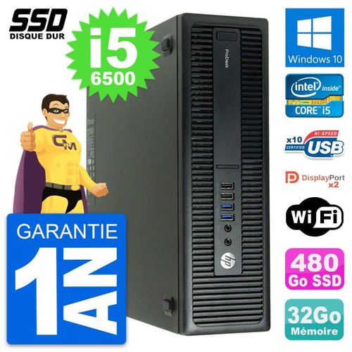 PC HP ProDesk 600 G2 SFF Intel Core i5-6500 RAM 32Go SSD 480Go Windows 10 Wifi