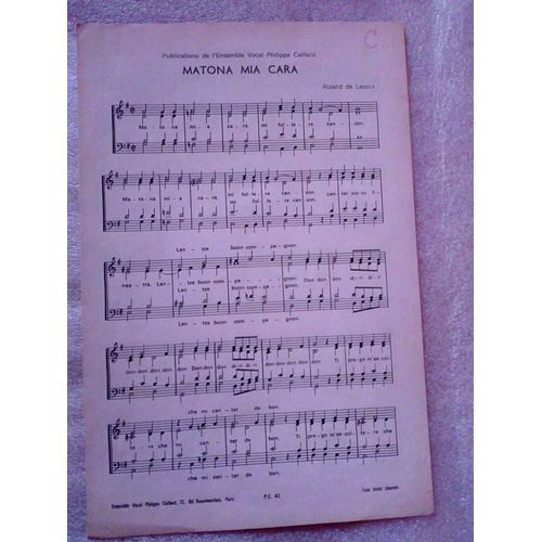 Partition Roland De Lassus Matona Mia Cara (Matona Ma Chère)