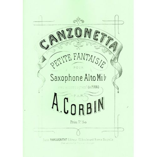 Canzonetta D'albert Corbin Pour Saxophone Alto Et Piano