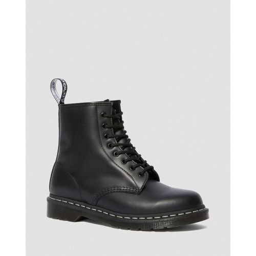 Dr Martens Boots 1460 En Cuir Surpiqûres Blanches Black Smooth