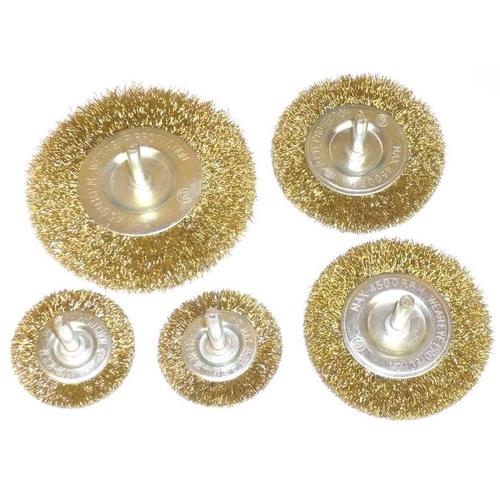 BROSSES METALLIQUES CIRCULAIRES POUR PERCEUSE FILS ONDULES - 5 PCS