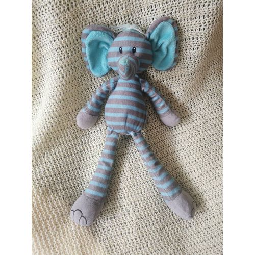 doudou peluche elephant bleu gris carrefour max and sax Rakuten