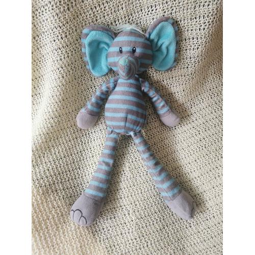 Doudou Peluche Elephant Bleu Gris Carrefour Max And Sax