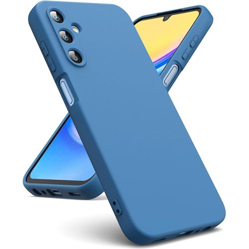 Coque Pour Samsung Galaxy A15 4g / 5g, Coque Silicone Liquide Intérieur Microfibre Souple Étuis En Caoutchouc Housse Antichoc Protection Bumper Coque Samsung A15 - Bleu