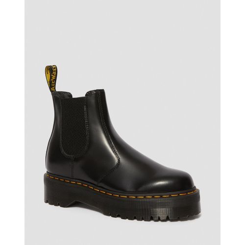 Dr Martens Chelsea Boots Plateformes 2976 En Cuir Black Polished Smooth