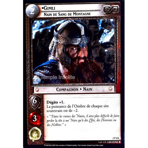 Carte Le Seigneur Des Anneaux : Les Mines De La Moria - Gimli, Nain De Sang De Montagne 2 P 121