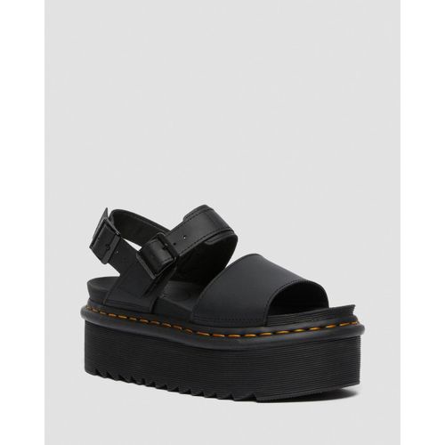 Dr Martens Sandales Plateformes Voss Quad En Cuir Brides Black Hydro Leather