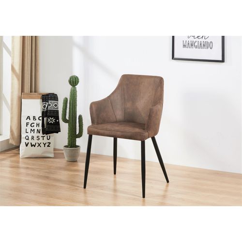Zarah - Chaise Design En Simili Cuir Marron - Rembourrée - Salle À Manger, Salon Ou Bureau
