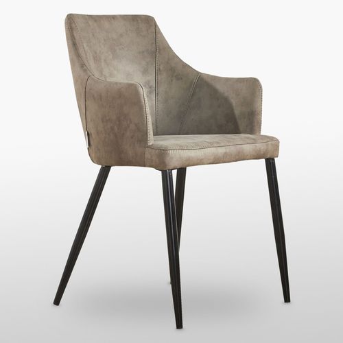 Zarah - Chaise Design En Simili Cuir Couleur Taupe - Rembourrée - Salle À Manger, Salon Ou Bureau