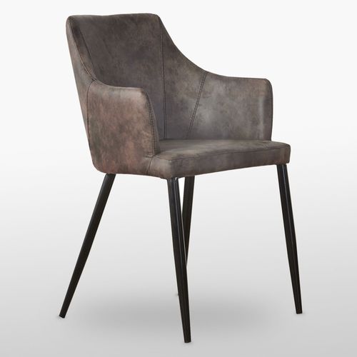 Zarah - Chaise Design En Simili Cuir Marron Foncé - Rembourrée - Salle À Manger, Salon Ou Bureau