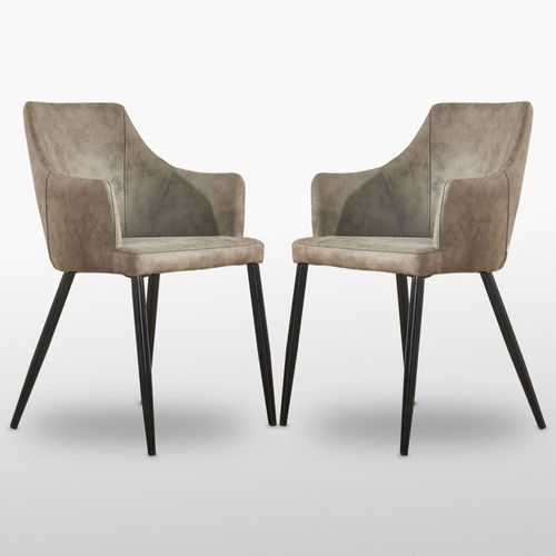Zarah - Lot De 2 Chaises Design En Simili Cuir Couleur Taupe - Rembourrée - Salle À Manger, Salon Ou Bureau