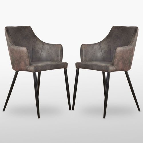 Zarah - Lot De 2 Chaises Design En Simili Cuir Marron Foncé - Rembourrée - Salle À Manger, Salon Ou Bureau