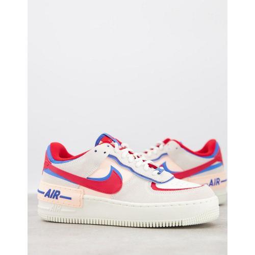 Nike Air Force 1 Shadow Baskets Blanc Cassé Rouge Et Bleu Cu8591s100