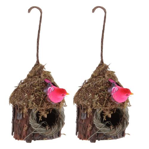 2 pieces Pet oiseau nid nichoir hand-knitted pinsons Canaris cage Lit 