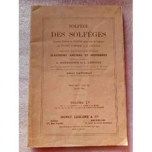 Livre Partition Solfège Des Solfèges Pour Voix De Soprano Volume 1 A