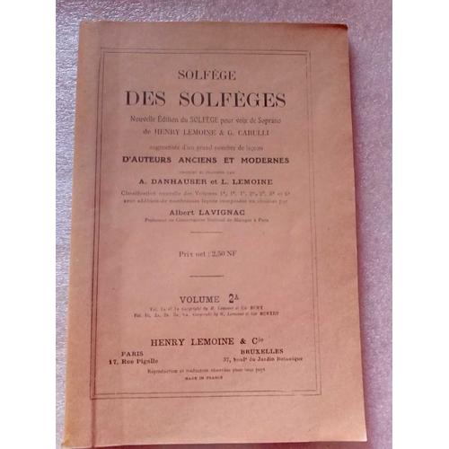 Livre Partition Solfège Des Solfèges Pour Voix De Soprano Volume 2 A