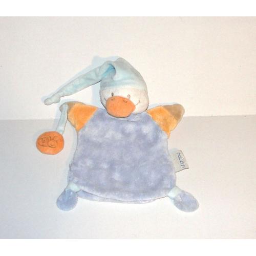 Doudou Poussin Marionnette Nattou Bleu Orange Peluche Poussin 25 Cm