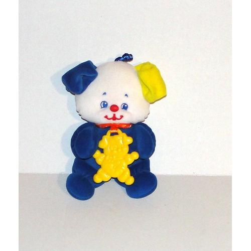 Peluche Chien Model Bleu Fisher Price Avec Pendentif Dentition Jaune Autour Du Cou Vintage