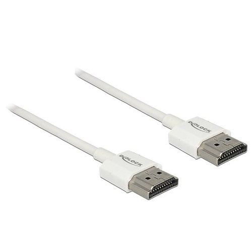 Delock High Speed HDMI with Ethernet - Câble HDMI avec Ethernet - HDMI mâle pour HDMI mâle - 3 m - triple blindage - blanc - support 4K