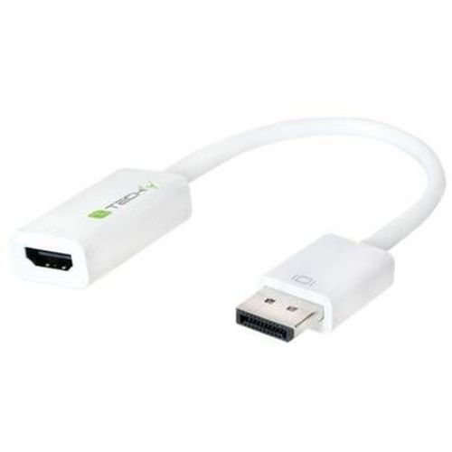 TECHly - Adaptateur vidéo - DisplayPort mâle pour HDMI femelle - 15 cm - blindé - blanc - support 4K