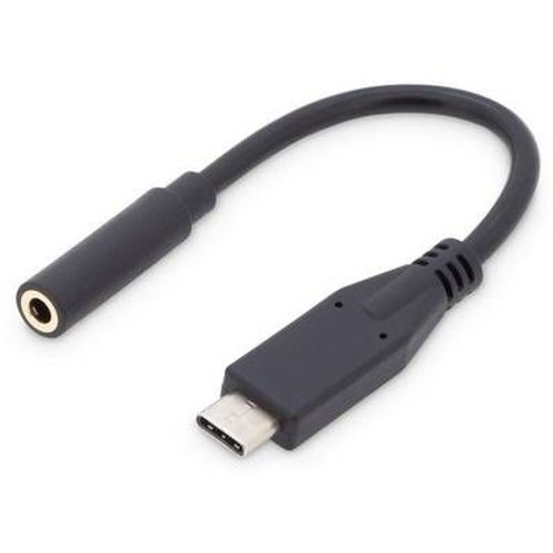 DIGITUS - USB-C vers adaptateur de prise casque - 24 pin USB-C mâle pour mini-phone stereo 3.5 mm femelle - 20 cm - noir