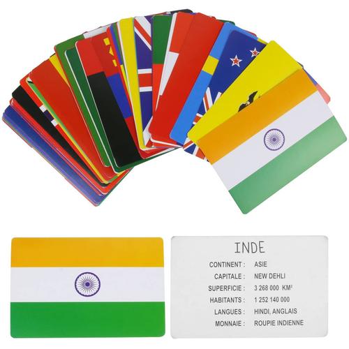 Cartes Éducatives Drapeaux Du Monde (60 Pièces) Scolaire Apprentissage Enfants Éducatif