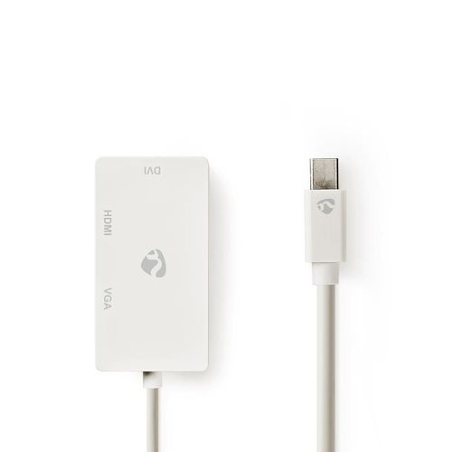 Nedis - Adaptateur vidéo - Mini DisplayPort mâle pour 15 pin D-Sub (DB-15), DVI-D, HDMI femelle - 20 cm - blanc - rond, support 1080p