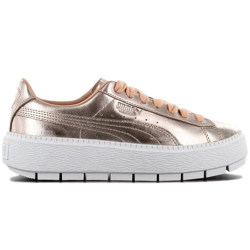 Puma Basket Platform Trace Luxe - Femmes Baskets Sneakers Chaussures Dusty-Coral Metallic 367852-01