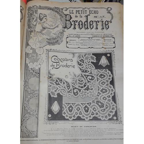 Le Petit Echo De La Broderie, 7e Année, N°44 (29 Octobre 1905) : Deux Jolis Mouchoirs En Dentelle Renaissance, Objet Du Concours / Empiècement De Chemise / Parure Pour Baby / Col Et Parements /...