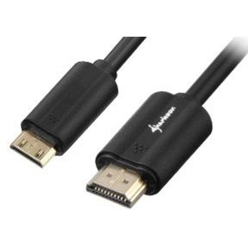 Sharkoon - Câble HDMI avec Ethernet - 19 pin mini HDMI Type C mâle pour HDMI mâle - 1 m - blindé - noir - support 4K