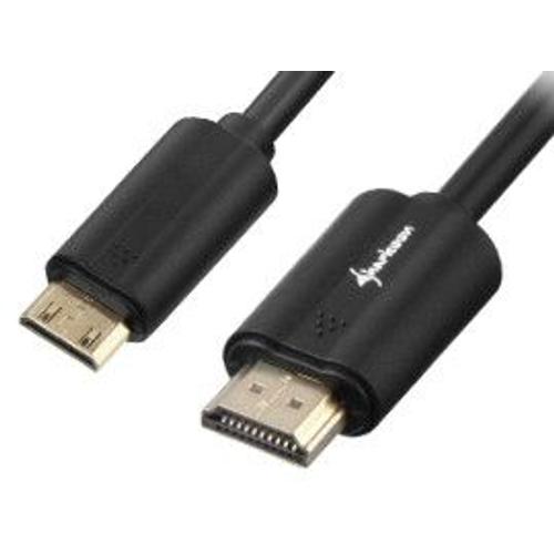 Sharkoon - Câble HDMI avec Ethernet - 19 pin mini HDMI Type C mâle pour HDMI mâle - 3 m - blindé - noir - support 4K