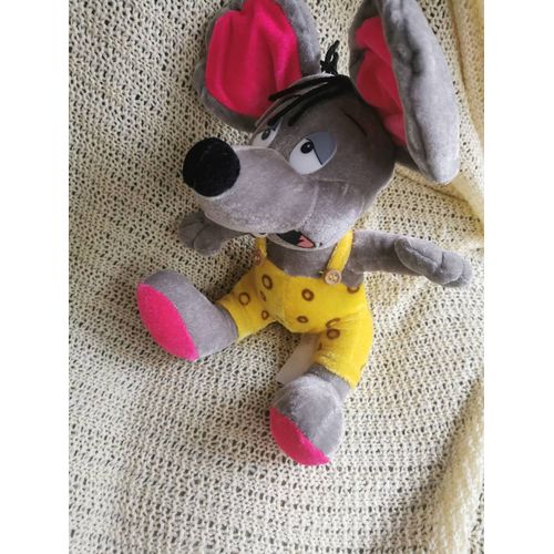 Doudou Peluche Souris Grise Rose Endormie Salopette Jaune Forest Distribution