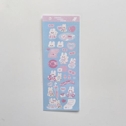 Autocollant De Dessin Animé Lapin Ours Mignon, 1 Feuille, Flash Laser Imperméable En Pvc, Décoration Pour Journal Gooka, Papeterie Coréenne Chasseur Étoiles