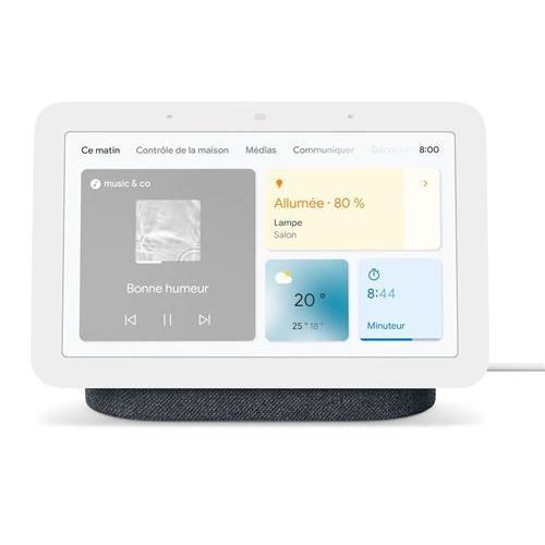 Enceinte Intelligente sans fil Bluetooth et Wi-Fi Google Nest Hub 2è génération avec écran connecté Charbon