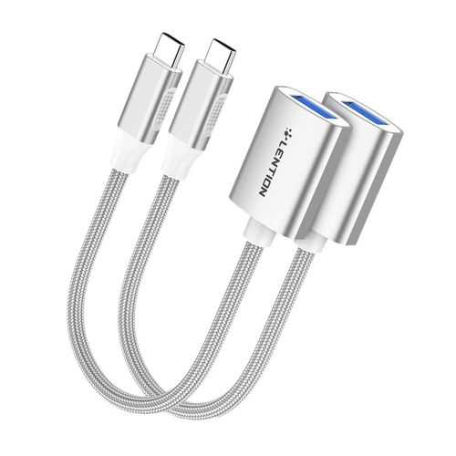 Lention C6 Usb C Usb 3.0 Adaptateur Type C Mâle À Usb 3.0 Femelle Appareil Connexion Convertisseur Otg Pour Ordinateur Portable, Argent (Paquet De 2)