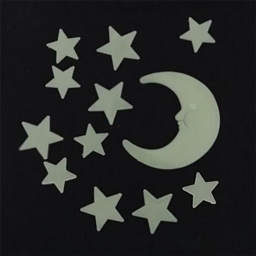 Autocollants Muraux Fluorescents Étoiles Et Lunes 3d, 6 @ #, Stockage D'énergie, Lueur Dans La Nuit, Lumineux, Pour Chambre D'enfants, Décalcomanie De Salon