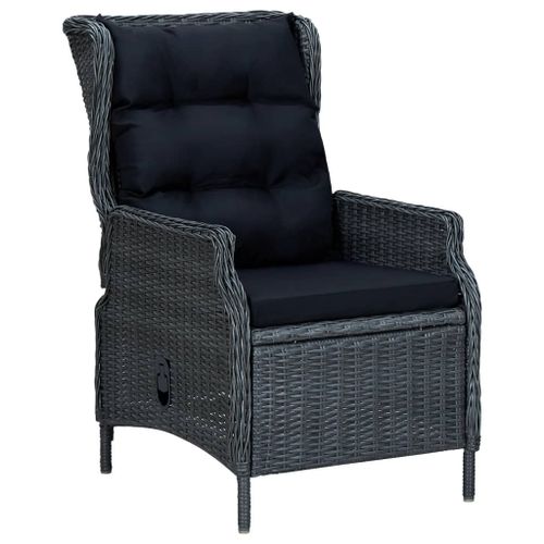Vidaxl Chaise Inclinable De Jardin Coussins Résine Tressée Gris Foncé
