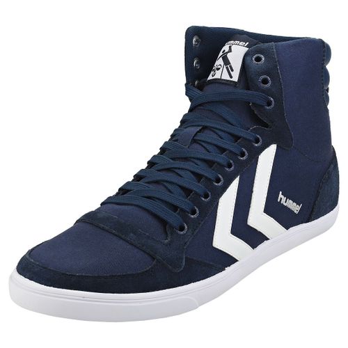 Hummel Slimmer Stadil High Baskets Decontractee Marine Blanche Bleu