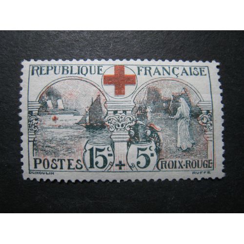 Timbre-Poste France Neuf ** N° 156 - Croix-Rouge 15c + 5c - 1918